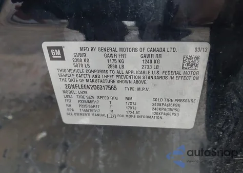 2013 Chevrolet Equinox 1Lt z USA, uszkodzony, nr VIN 2GNFLEEK2D6317565